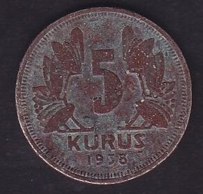 1938 Yılı 5 Kuruş