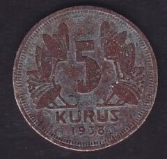 1938 Yılı 5 Kuruş