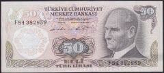 6.Emisyon 1.Tertip 50 Lira F84 382859 Çok Çok Temiz+