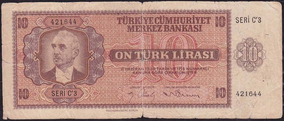 3.Emisyon 10 Lira C3 421644 Temiz