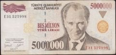 7.Emisyon 5 000 000 Lira E31 527998 Çok Temiz