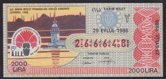 1986 29 EYLÜL YARIM BİLET Y SERİSİ
