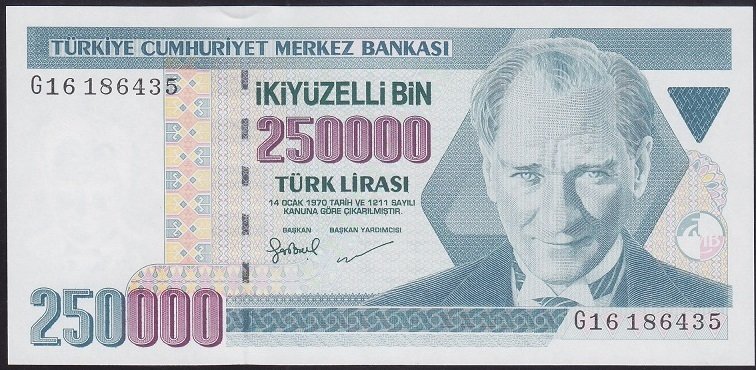 7.EMİSYON 3.TERTİP 250000 LİRA G16 186435 ÇİLALTI