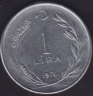1976 Yılı 1 Lira Ters