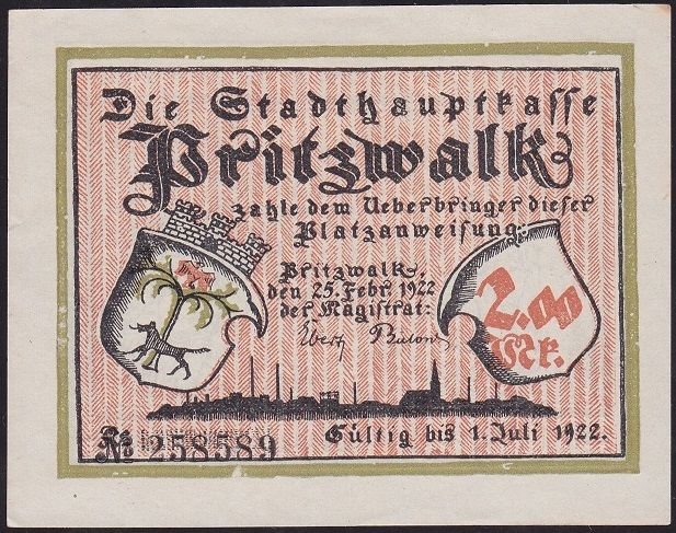 Almanya 2 Mark Notgeld 1922 Çil