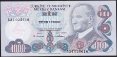 6.Emisyon 1.Tertip 1000 Lira A34 025618 Çilaltı