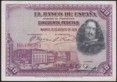 İspanya 50 Pesetas 1928 Çok Çok Temiz - Çilaltı Pick 75b