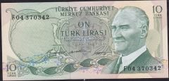 6.Emisyon 1.Tertip 10 Lira F04 370342 Ççt Çilaltı