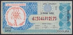 1986 9 EKİM TAM BİLET T SERİSİ