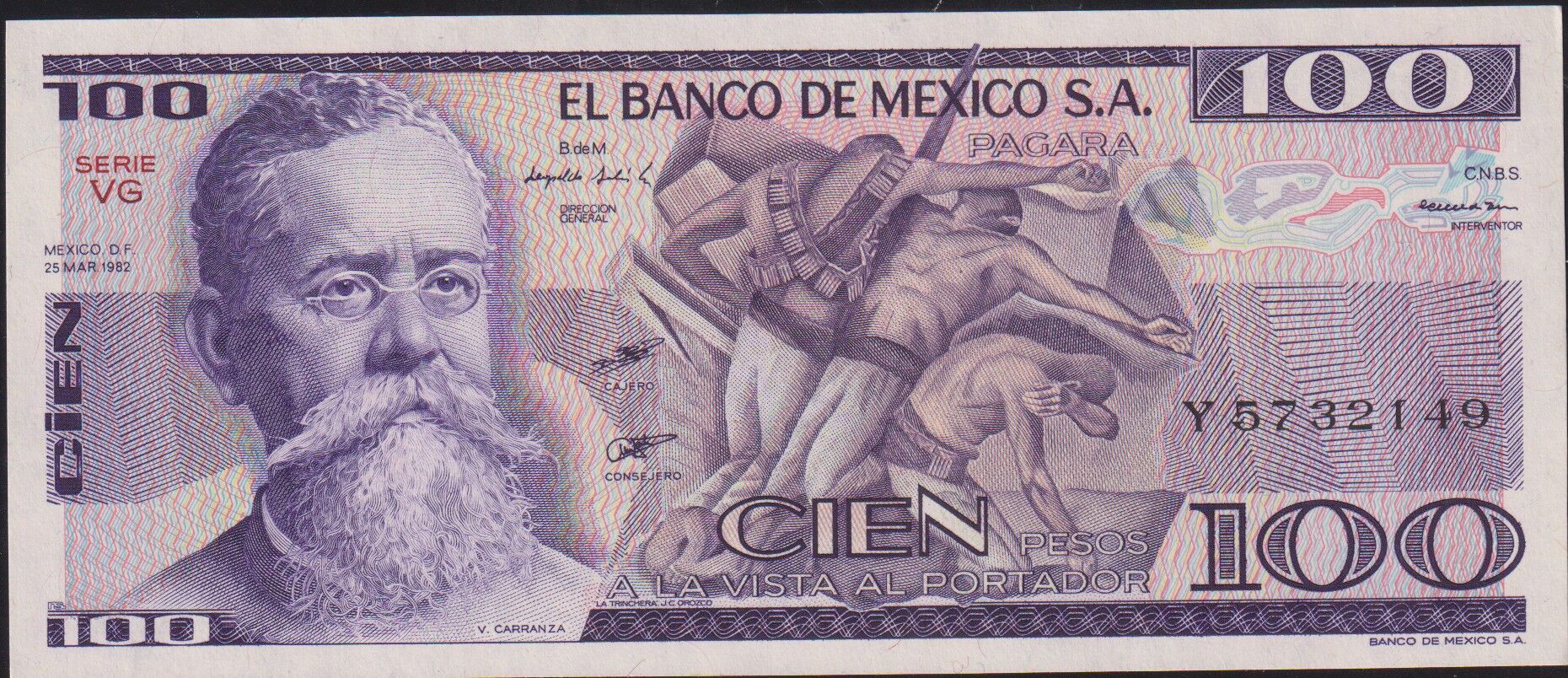 Meksika 100 Pesos 1982 Çil Pick 74c ( Y )