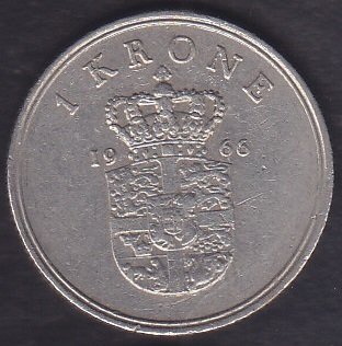 DANİMARKA 1 KRON 1966