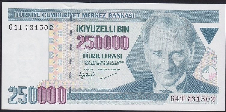 7.EMİSYON 3.TERTİP 250000 LİRA G41 731502 ÇİL