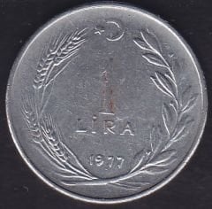 1977 Yılı 1 Lira Ters