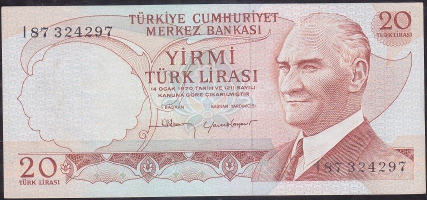 6.Emisyon 4.Tertip 20 Lira I87 324297 Çilaltı