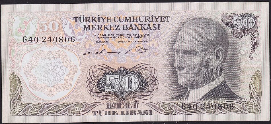 6.Emisyon 1.Tertip 50 Lira G40 240806 Çok Temiz+