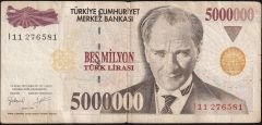 7.Emisyon 5 000 000 Lira I11 276581 Temiz