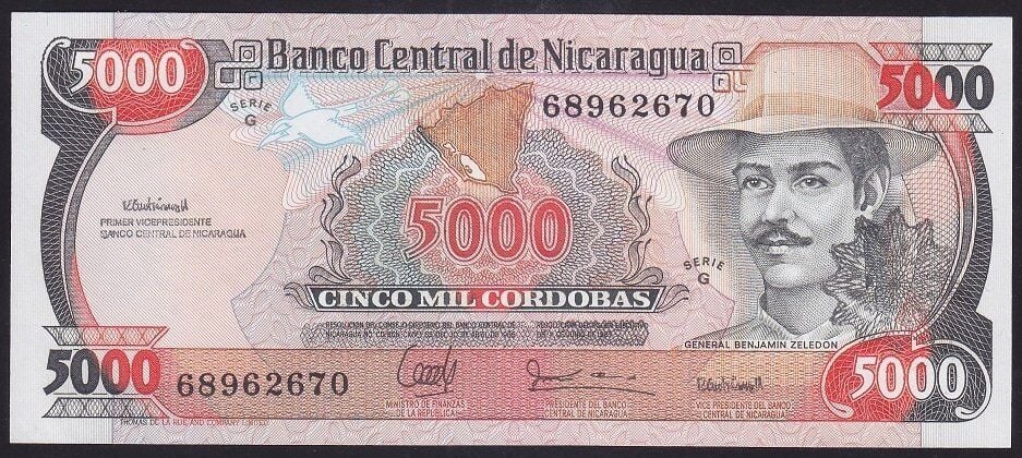 Nikaragua 5000 Kordoba 1988 Çil Pick 157
