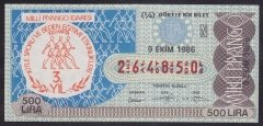 1986 9 EKİM ÇEYREK BİLET N SERİSİ