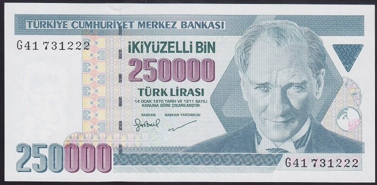 7.EMİSYON 3.TERTİP 250000 LİRA G41 731222 ÇİL