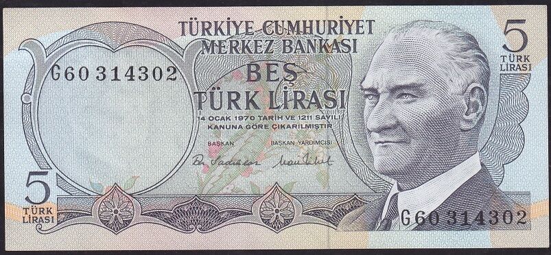 6.Emisyon 2.Tertip 5 Lira G60 314302 Çilaltı Çil