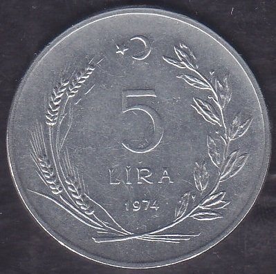 1974 Yılı 5 Lira