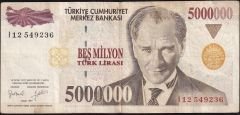 7.Emisyon 5 000 000 Lira I12 549236 Çok Temiz