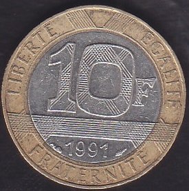 FRANSA 10 FRANK 1991 eski para