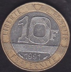 FRANSA 10 FRANK 1991 eski para
