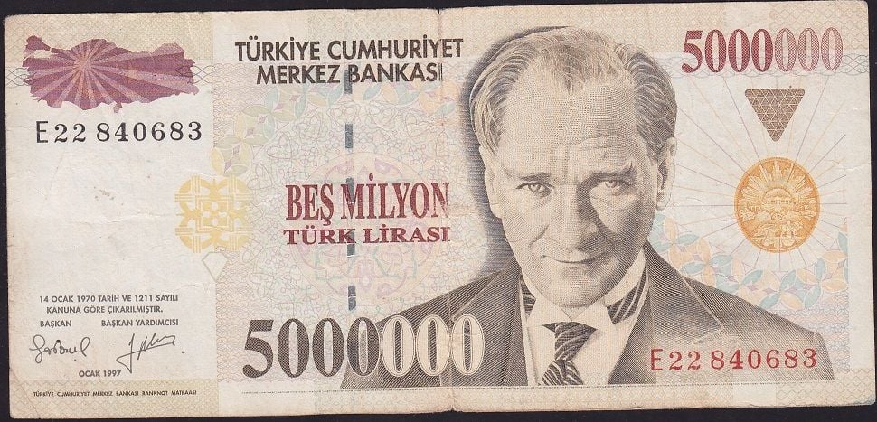 7.Emisyon 5 000 000 Lira E22 840683 Çok Temiz
