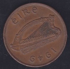 IRLANDA 1 PENNY 1949 ÇOK TEMİZ