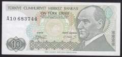 7.EMİSYON 1.TERTİP 10 LİRA A10 683744 ÇOK TEMİZ +