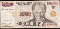 7.Emisyon 5 000 000 Lira I13 403986 Çok Temiz
