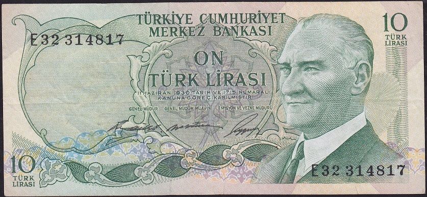 6.Emisyon 1.Tertip 10 Lira E32 314817 Çok Temiz