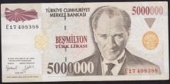 7.Emisyon 5 000 000 Lira E17 408388 Çok Temiz+