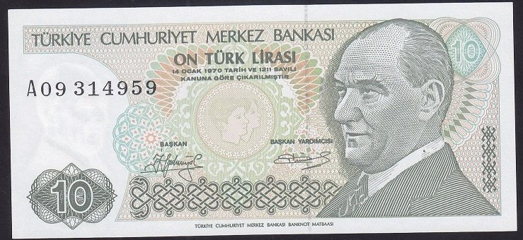 7.EMİSYON 1.TERTİP 10 LİRA A09 314959 ÇİLALTI ÇİL