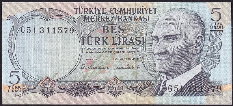 6.Emisyon 2.Tertip 5 Lira G51 311579 Ççt Çilaltı