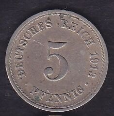 Almanya 5 Pfennig 1913