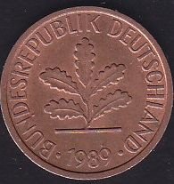 Almanya 1 Pfennig 1989 J