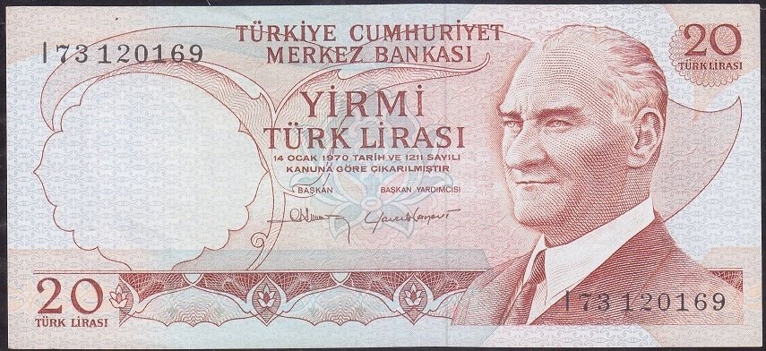 6.Emisyon 4.Tertip 20 Lira I73 120169 Ççt Çilaltı