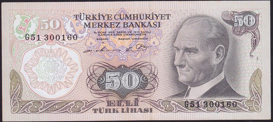 6.Emisyon 1.Tertip 50 Lira G51 300160 Çilaltı
