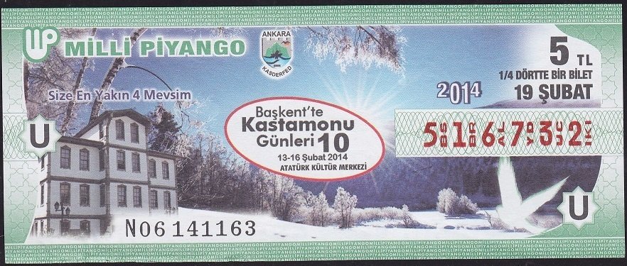 2014 19 Şubat Çeyrek Bilet - U Serisi