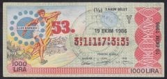 1986 19 EKİM YARIM BİLET Y SERİSİ