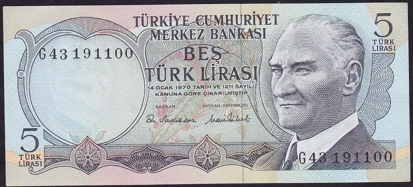 6.Emisyon 2.Tertip 5 Lira G43 191100 Çilaltı Çil