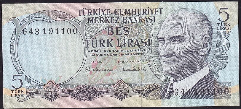 6.Emisyon 2.Tertip 5 Lira G43 191100 Çilaltı Çil