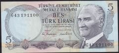 6.Emisyon 2.Tertip 5 Lira G43 191100 Çilaltı Çil