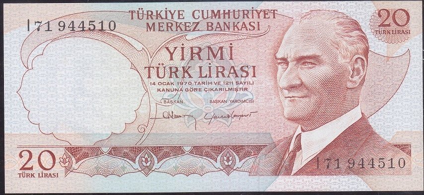6.Emisyon 4.Tertip 20 Lira I71 944510 Çil