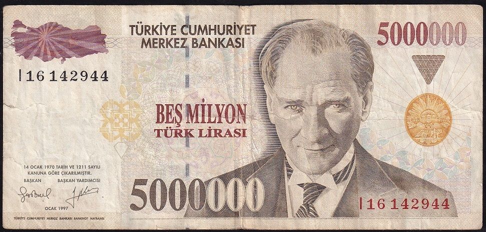 7.Emisyon 5 000 000 Lira I16 142944 Temiz