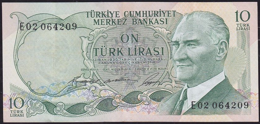 6.Emisyon 1.Tertip 10 Lira E02 064209 Çok Çok Temiz+