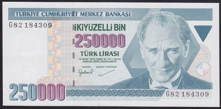 7.EMİSYON 3.TERTİP 250000 LİRA G82 184309 ÇİLALTI