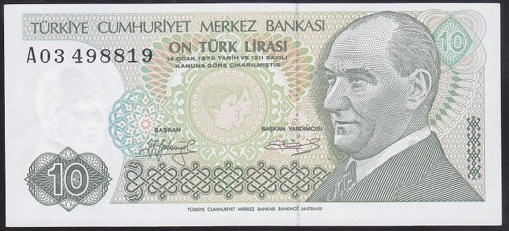 7.EMİSYON 1.TERTİP 10 LİRA A03 498819 ÇİLALTI ÇİL